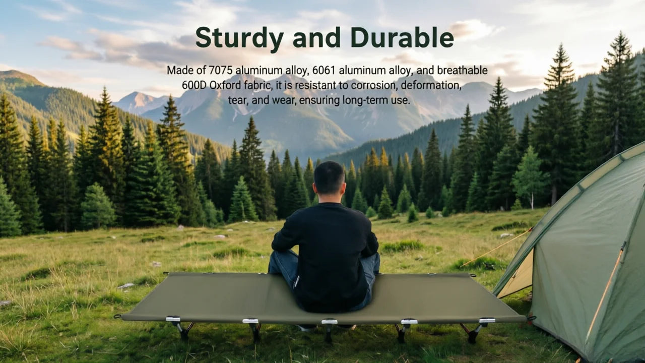 Folding Camping Cot Portable Compact For Outdoor Travel Base Camp Hiking
