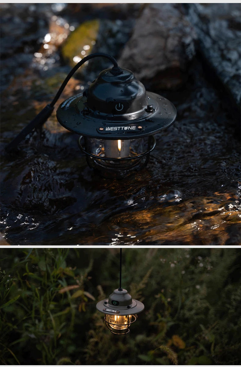 Portable Camping Lanterns Retro Hanging Tent Lamp Waterproof Dimmable Camping