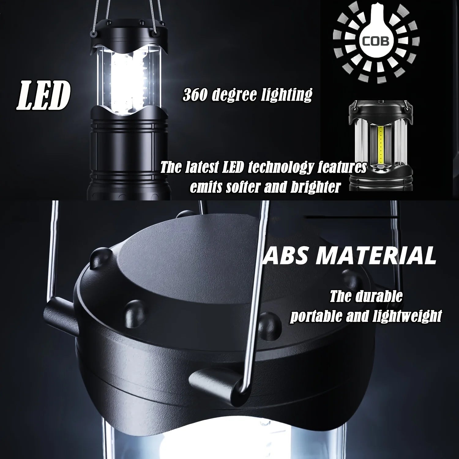 Portable Camping Lantern Battery Powered LED Tent Light for Outdoor