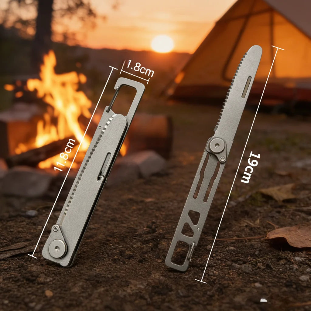 Titanium Folding Spoon and Fork for Camping, Multifunctional combination