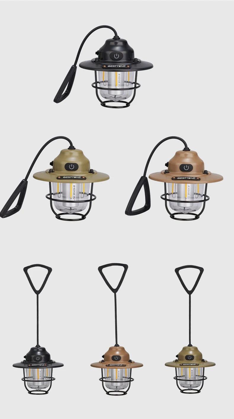 Portable Camping Lanterns Retro Hanging Tent Lamp Waterproof Dimmable Camping