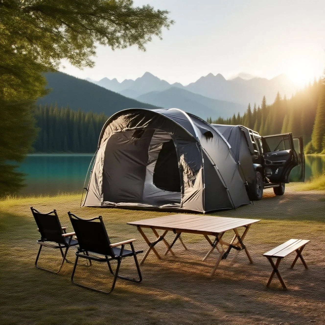 3-4 Person SUV Camping Tent PU4000 Waterproof with Mesh Bug Door