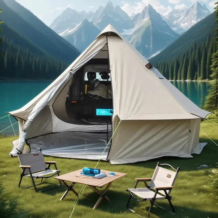 Camping Tent with Chimney & Stove Vent - 6-8 Person PU4000 Waterproof, Quic