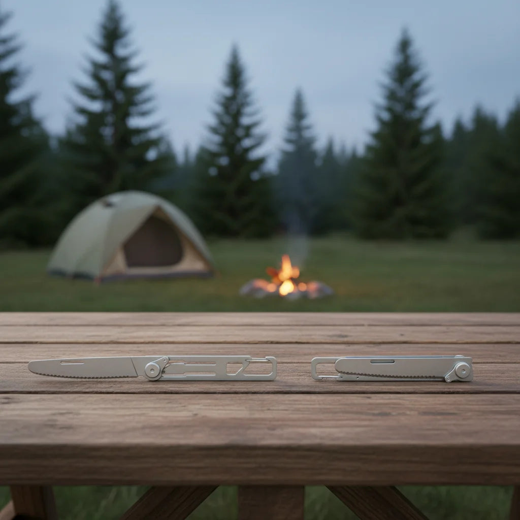 Titanium Folding Spoon and Fork for Camping, Multifunctional combination