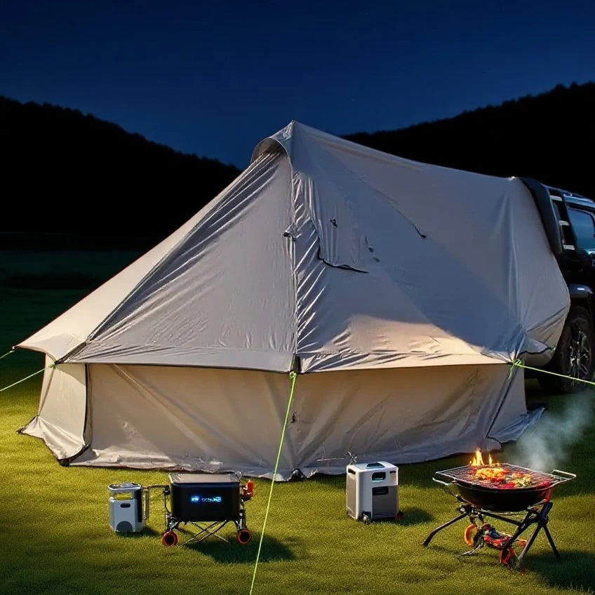 Camping Tent with Chimney & Stove Vent - 6-8 Person PU4000 Waterproof, Quic