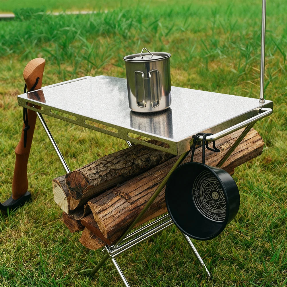 Portable Folding Camping Table Stainless Steel Outdoor Picnic Desk Carry