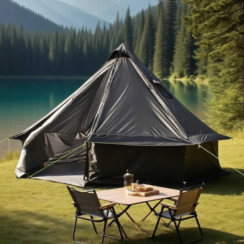 Camping Tent with Chimney & Stove Vent - 6-8 Person PU4000 Waterproof, Quic