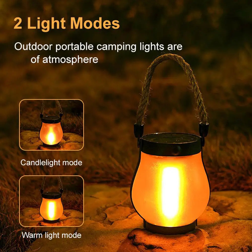 USB Rechargeable Camping Light Solar Flame Lights Waterproof  Outdoor Lights