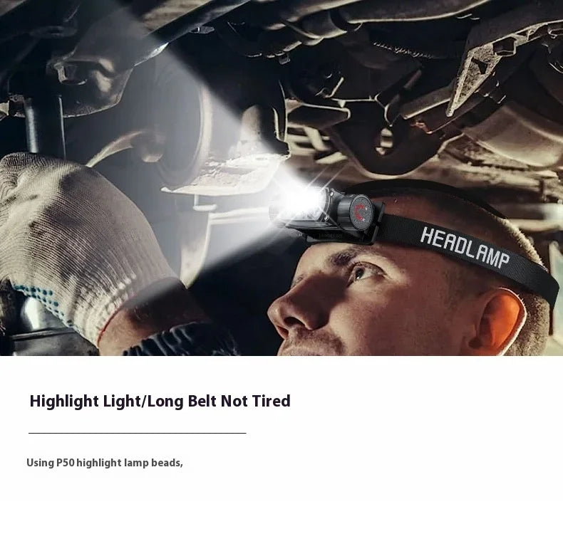 Sensor LED Headlamp white 3 Switch Headlight Head Lamp Torch Flash Red