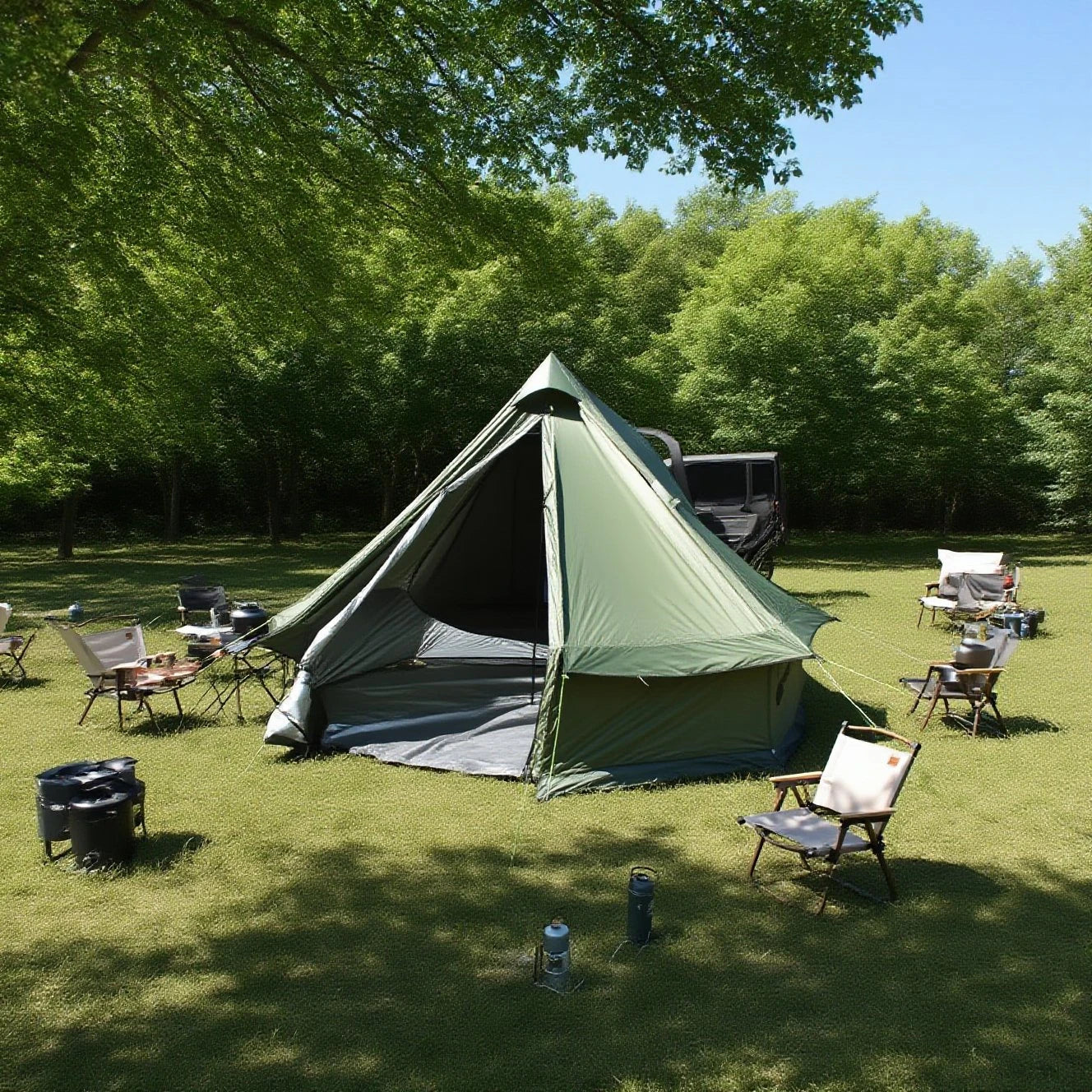 Camping Tent with Chimney & Stove Vent - 6-8 Person PU4000 Waterproof, Quic