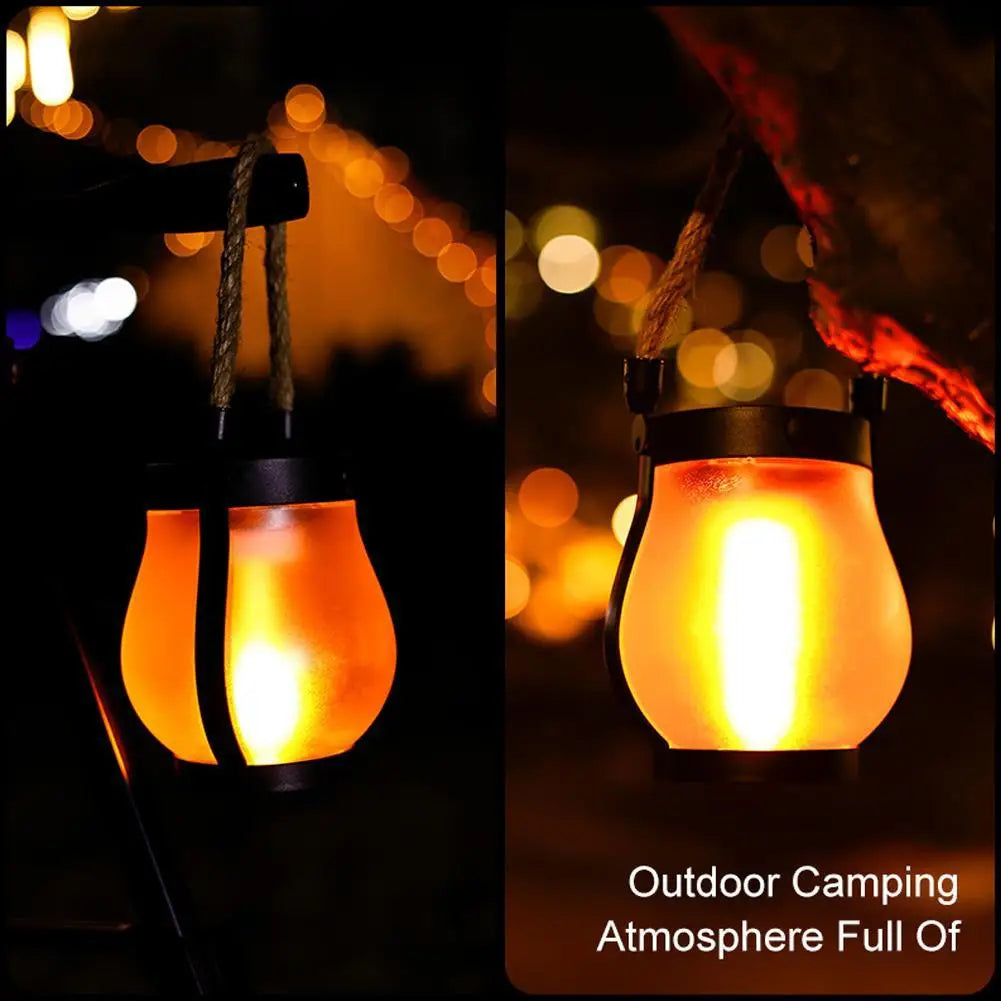 USB Rechargeable Camping Light Solar Flame Lights Waterproof  Outdoor Lights