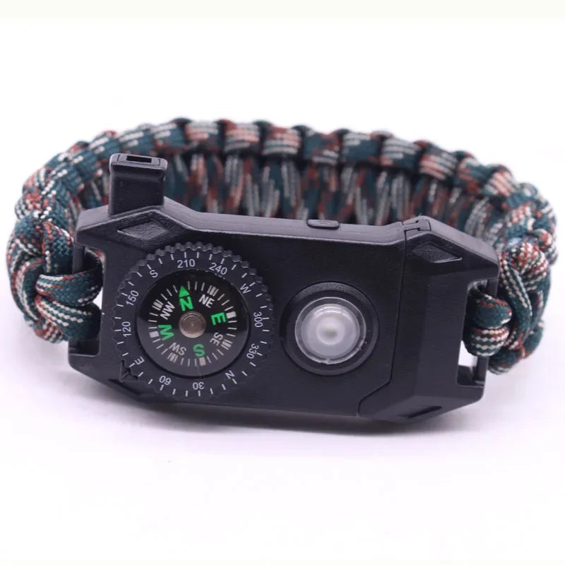 Fashion Men Outdoor LED Light Survival Umbrella Rope SOS Bracelet Emergency