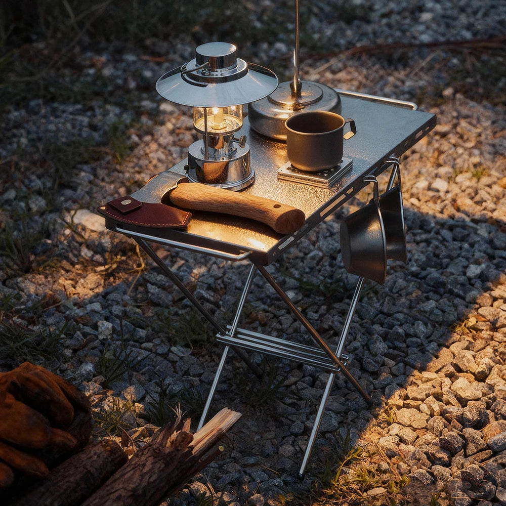 Portable Folding Camping Table Stainless Steel Outdoor Picnic Desk Carry