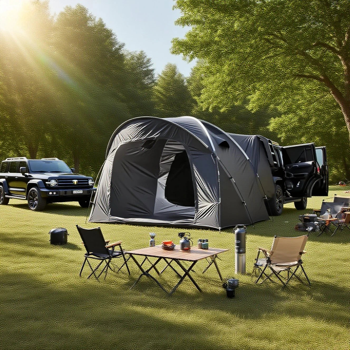3-4 Person SUV Camping Tent PU4000 Waterproof with Mesh Bug Door