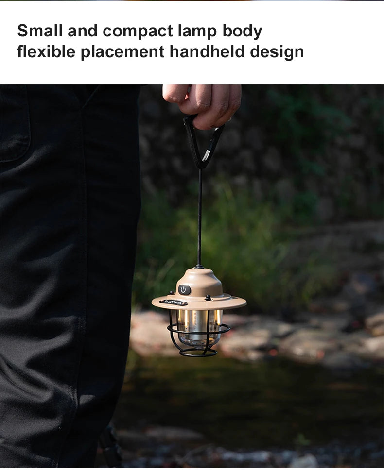 Portable Camping Lanterns Retro Hanging Tent Lamp Waterproof Dimmable Camping