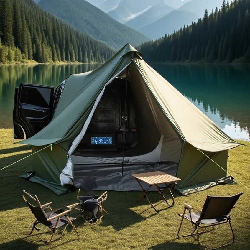 Camping Tent with Chimney & Stove Vent - 6-8 Person PU4000 Waterproof, Quic