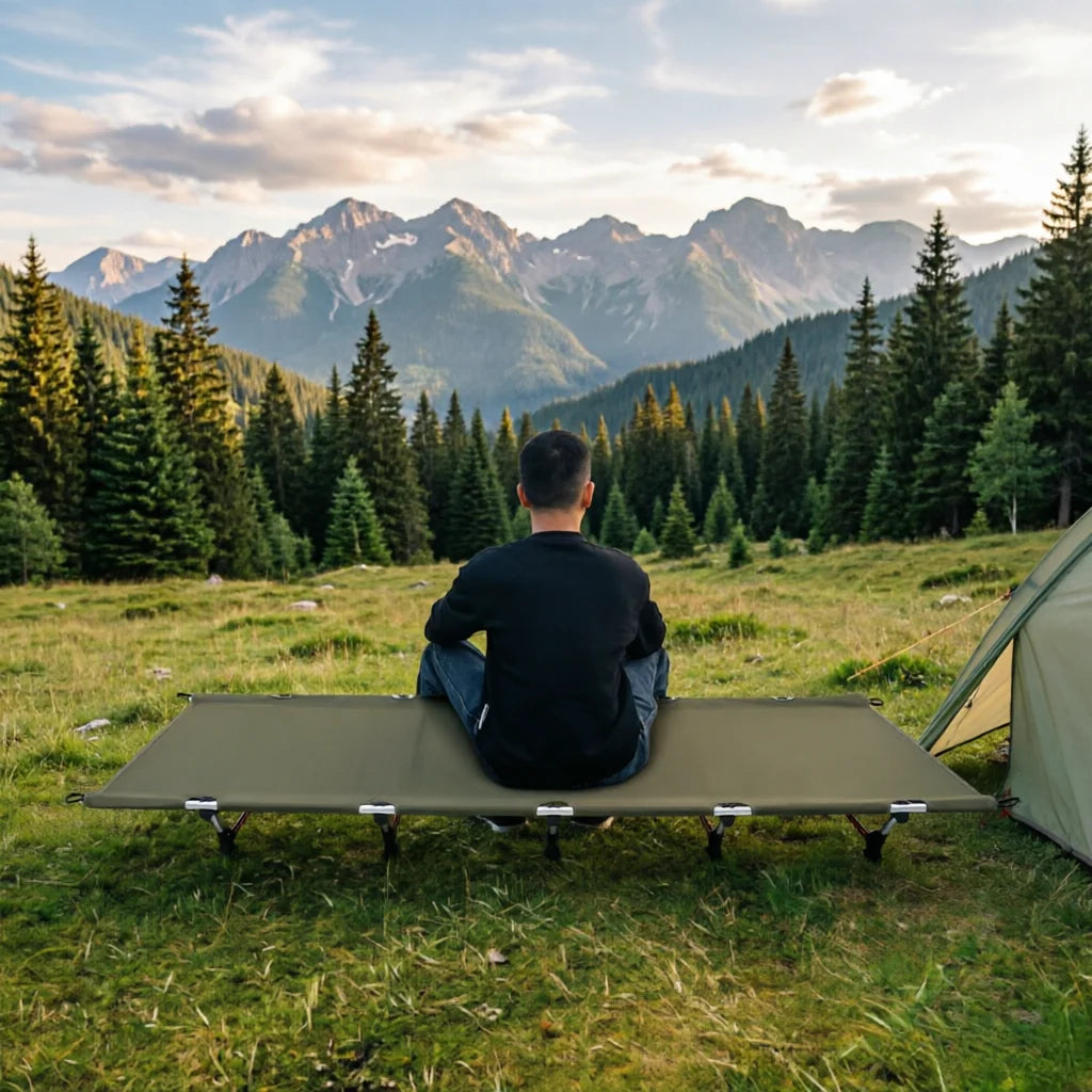 Folding Camping Cot Portable Compact For Outdoor Travel Base Camp Hiking
