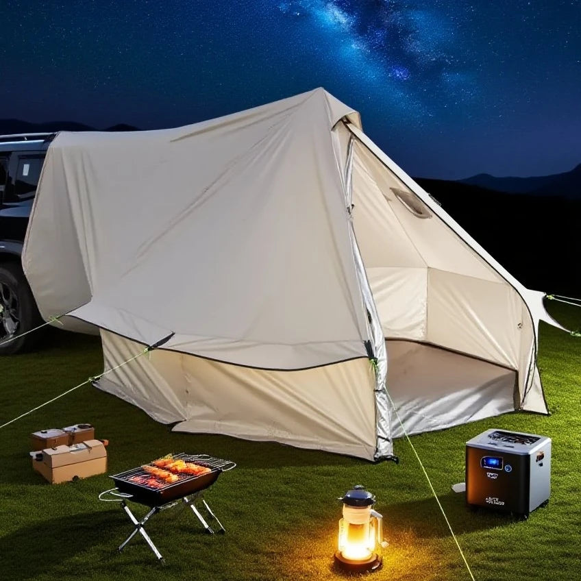 Camping Tent with Chimney & Stove Vent - 6-8 Person PU4000 Waterproof, Quic