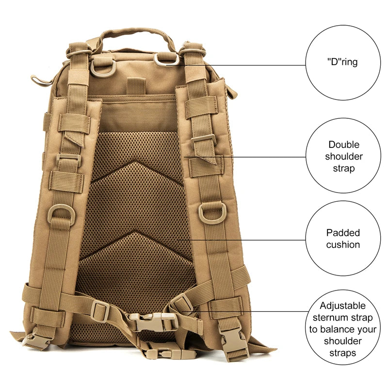 LQARMY Men Mochilas Tactical Backpack 30L Nylon Outdoor Waterproof Bags
