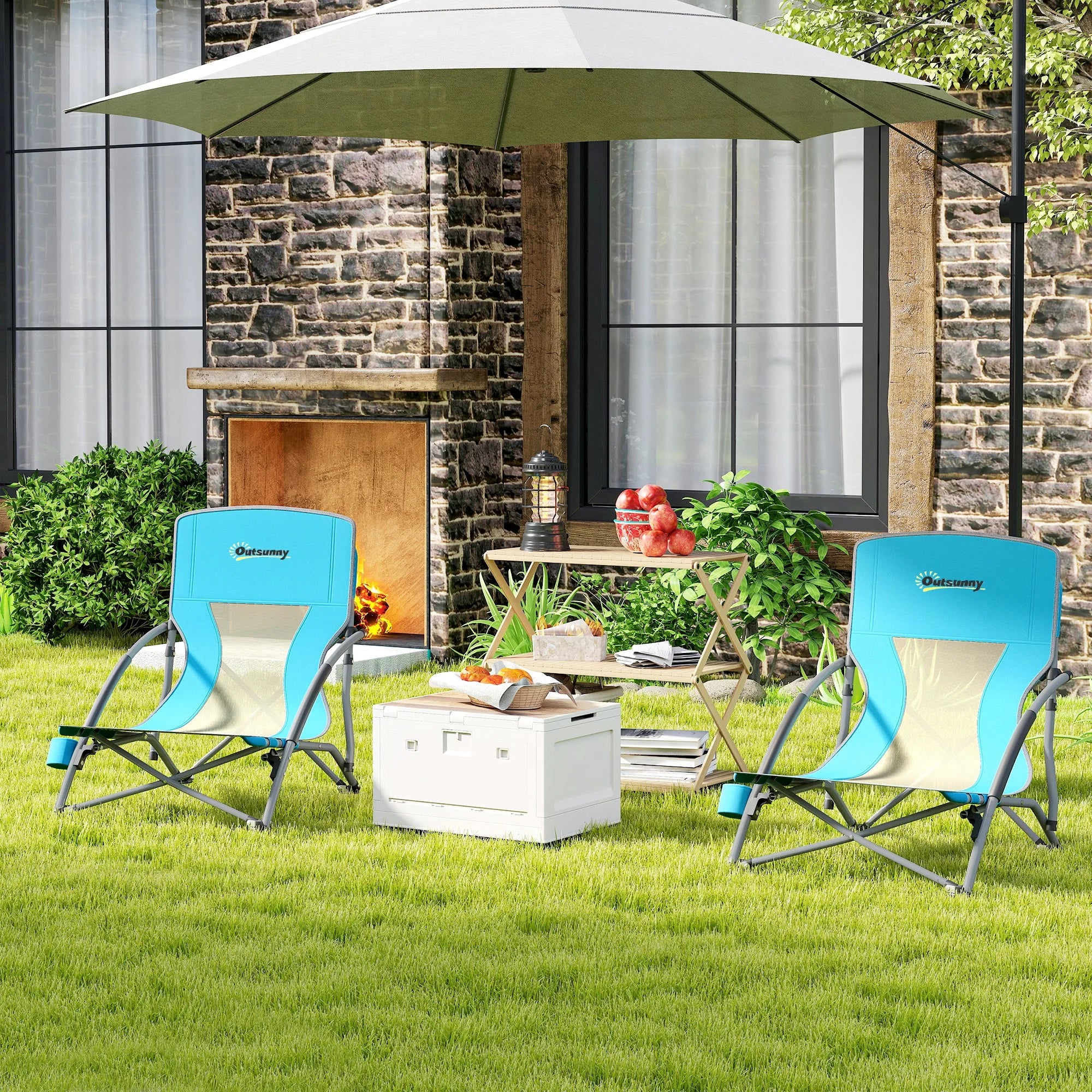Beach Chairs Foldable Lightweight Folding Camping Chairs Carry Bag Cup