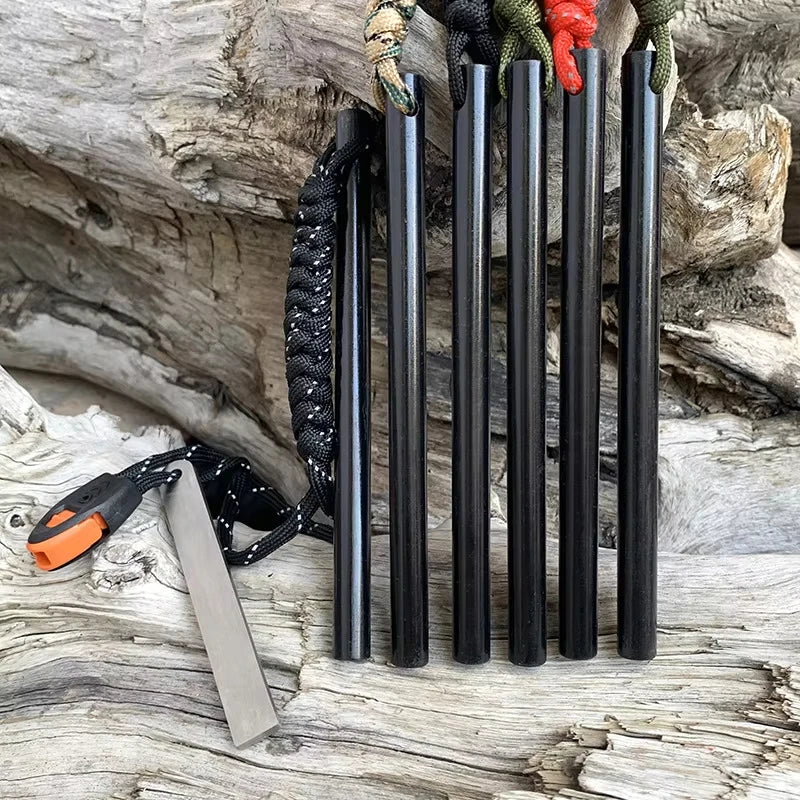 Outdoor Flint Magnesium Rod with White Steel Scraper Whistle Camping Tool