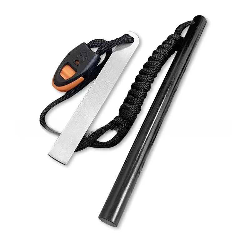 Outdoor Flint Magnesium Rod with White Steel Scraper Whistle Camping Tool