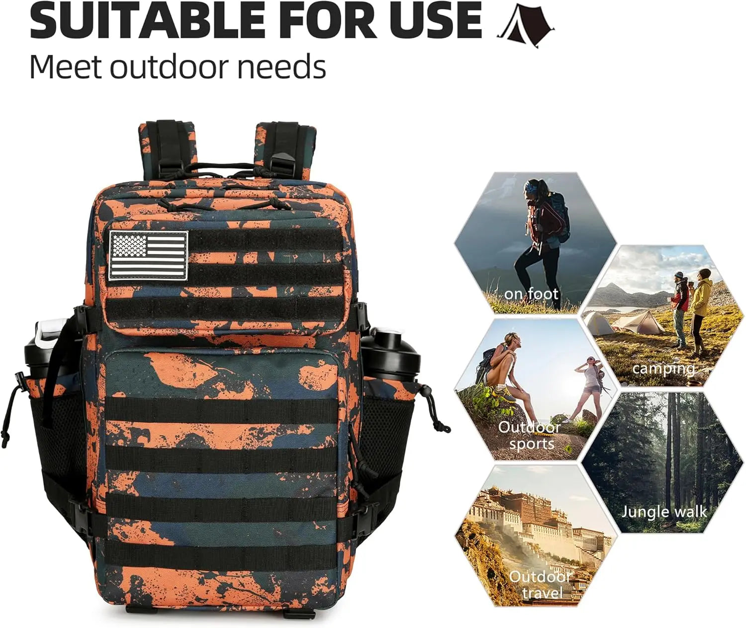 Tactical Backpack Hiking Bag Pack Outdoor Sport Backpack Waterproof Bag